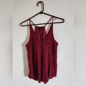 Burgundy Lace Sleeveless Top